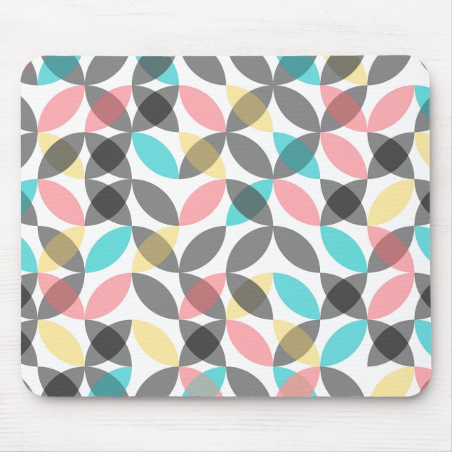 Färgstark, modern, glad cirkelformad geometrisk musmatta (Framsidan)