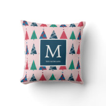 Färgstark modern Helgdag Träd med Monogram