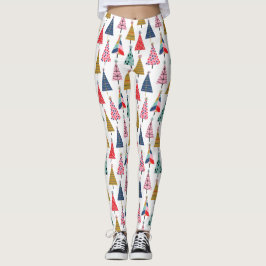Färgstark modern Helgdag Träd Mönster Leggings