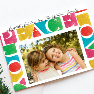 färgstark modern KÄRLEK PEACE JOY ett foto ram Julkort