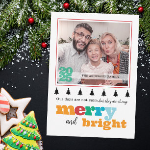 Färgstark Modern Merry och Bright Retro Julkort