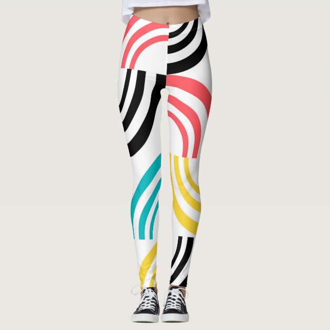 Färgstark, modern, roligt, snål geometrisk grafik leggings (Framsida)