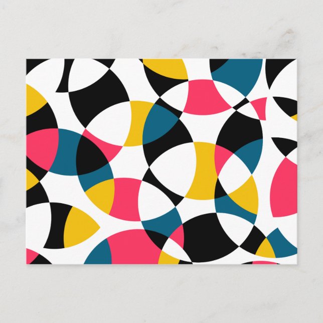 Färgstark, modern, trendig, cirkelgrafik för coola vykort (Framsida)