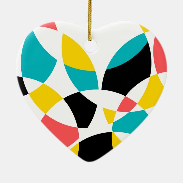 Färgstark, modern, trendig, coola, unik cirkelform julgransprydnad keramik (Baksidan)