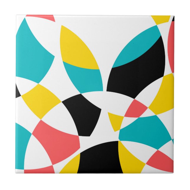 Färgstark, modern, trendig, coola, unik cirkelform kakelplatta (Framsidan)