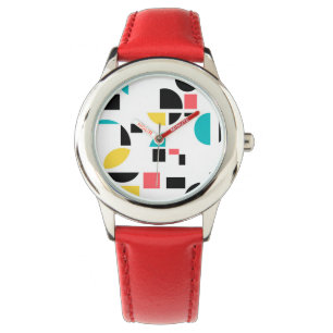 Färgstark, modern, trendig, roligt, glad geometri armbandsur