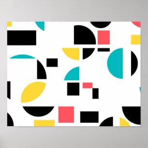Färgstark, modern, trendig, roligt, glad geometri poster