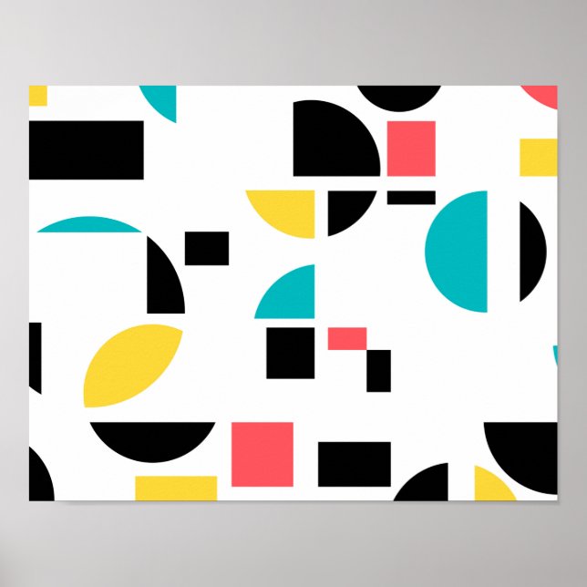 Färgstark, modern, trendig, roligt, glad geometri poster (Framsidan)