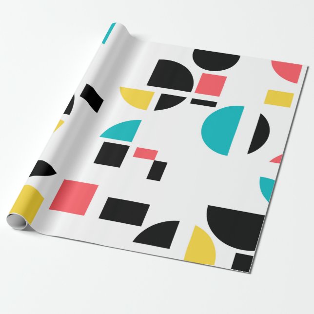 Färgstark, modern, trendig, roligt, glad geometri presentpapper (Utrullad)