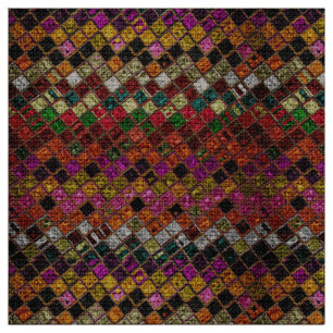 Färgstark mosaik Mönster Burlap Rustic #12 Tyg