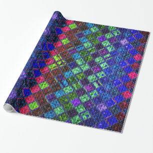 Färgstark mosaik Mönster Burlap Rustic #2 Presentpapper