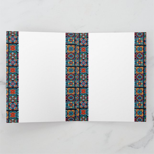Färgstark mosaikplatta med blommor kort (Inuti)