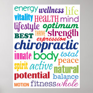 Färgstark Motivational Ord Collage Chiropraktic Poster