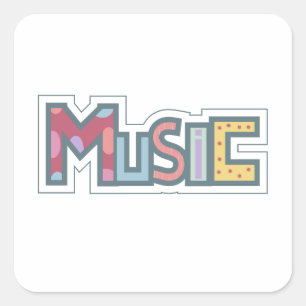 färgstark musikdekal fyrkantigt klistermärke