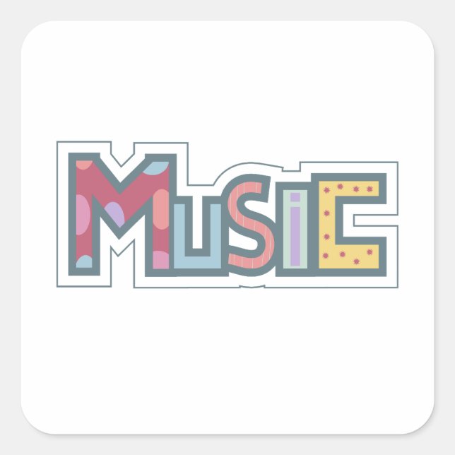 färgstark musikdekal fyrkantigt klistermärke (Framsida)