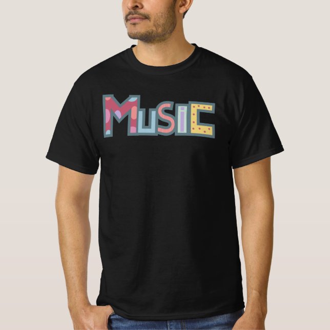 färgstark musikdekal t shirt (Framsida)