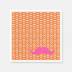 Färgstark Mustache Stilar Orange Rosa Preppy Rolig Pappersservett