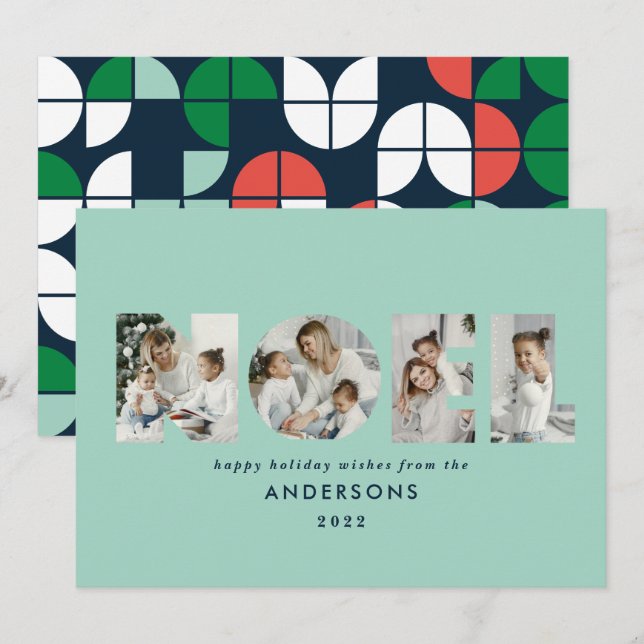 Färgstark Noel-julgeometri 4 foto Julkort (Fram/baksida)