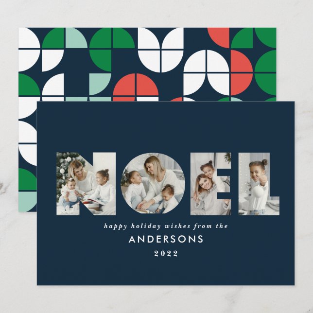 Färgstark Noel-julgeometri 4 foto Julkort (Fram/baksida)