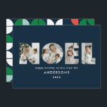 Färgstark Noel-julgeometri 4 foto Julkort<br><div class="desc">Färgstark,  ljus roligt Noel Julgeometrisk typografi 4 fotodesign helgdag. Röd,  grönt,  marinblått och rosa färgväg.</div>