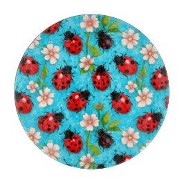 Färgstark Nyckelpigepattern med Blommor