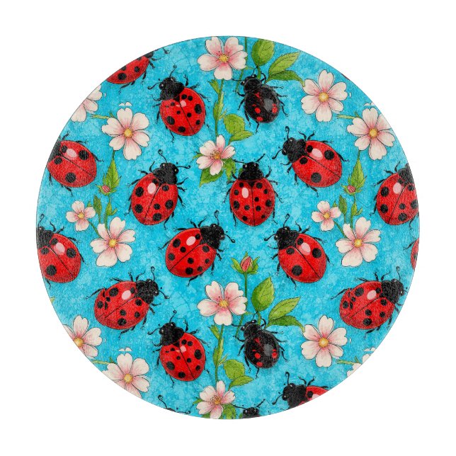 Färgstark Nyckelpigepattern med Blommor (Framsidan)
