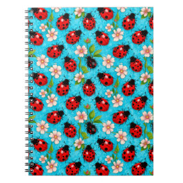 Färgstark Nyckelpigepattern med Blommor Anteckningsbok