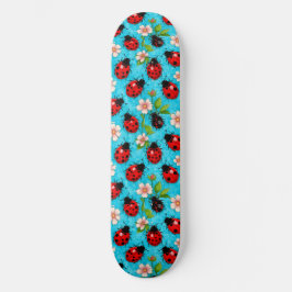 Färgstark Nyckelpigepattern med Blommor Mini Skateboard Bräda 18,5 Cm