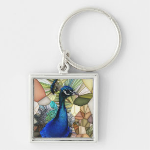 Färgstark Nyckelring av Peacock Mosaic Square