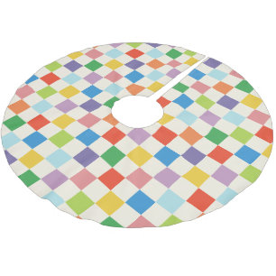 Färgstark och Bright Checkerboard mönstrad Julgransmatta Borstad Polyester