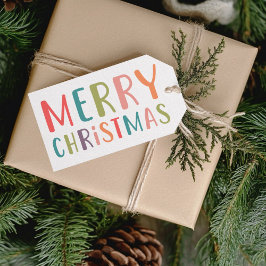 Färgstark och Bright God jul-familj Presentetikett