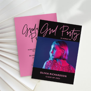Färgstark och fet Fotoklass 2023 Grad Party Inbjudningar