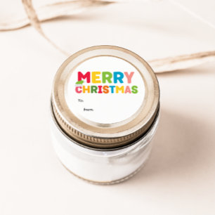 Färgstark och ljus God jul från till Runt Klistermärke