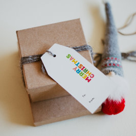 Färgstark och ljusstark God jul till och från Presentetikett