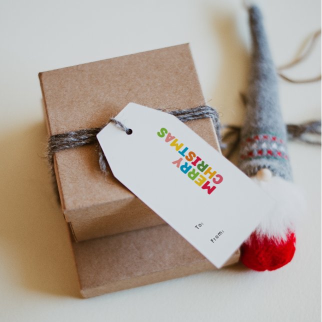 Färgstark och ljusstark God jul till och från Presentetikett (Skapare uppladdad)