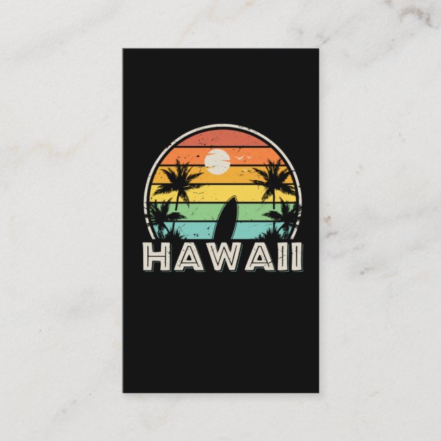 Färgstark och Vintage Hawaii Surfing Visitkort (Framsida)