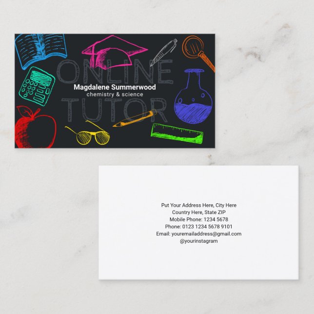 Färgstark Online på kalk på skiffer Grått Visitkort (Fram/baksida)