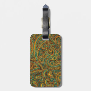 Färgstark orange Retro Paisley Bagagebricka