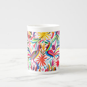 Färgstark Otomi-utskrift, Blommigt/djurMönster Benporslin Mugg