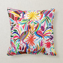 Färgstark Otomi-utskrift, Blommigt/djurMönster Kudde