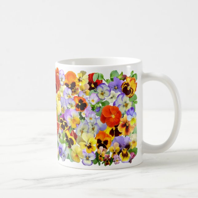 Färgstark pansy-kollage kaffemugg (Höger)