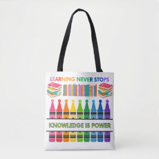 Färgstark pedagogisk Tote Bag Learning slutar aldr Tygkasse