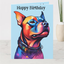 Färgstark personal Bull Terrier Cyberpunk Design. Kort