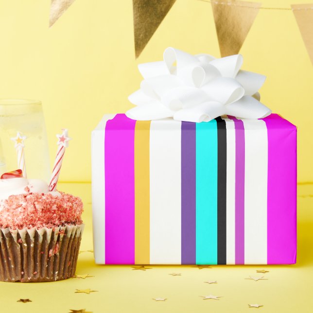 Färgstark rand mönster-geometrisk presentpapper (Födelsedagsfest)