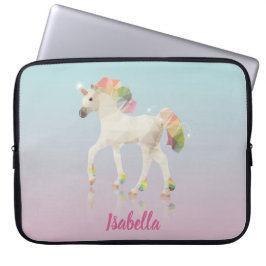Färgstark regnbåge Unicorn Poly Namn - Laptop slee Fodral