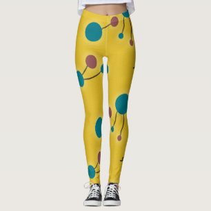 Färgstark retro Stora molekyler Universe Red-Gult Leggings