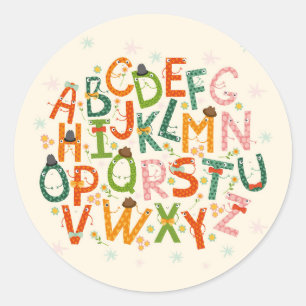 Färgstark, rolig alfabet brev Classic Sticker Runt Klistermärke