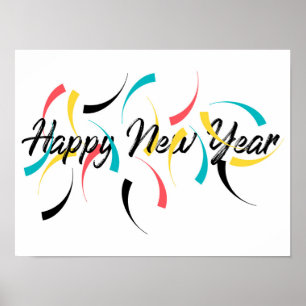 Färgstark, rolig design av"Gott nytt år" Poster