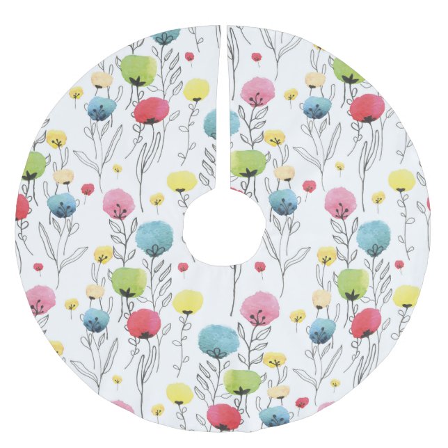 Färgstark, roligt, cirkelformad inslag julgransmatta borstad polyester (Framsidan)