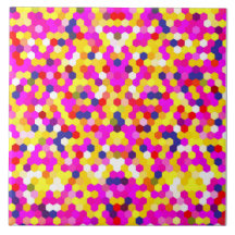 färgstark rosa gult hexagon mönster art